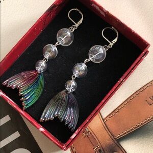 Bubbles and mermaid tails dangle earrings hand made by me.